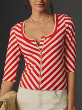 Anthro Maeve Front-Zip Scoop Neck Top ❤️✨